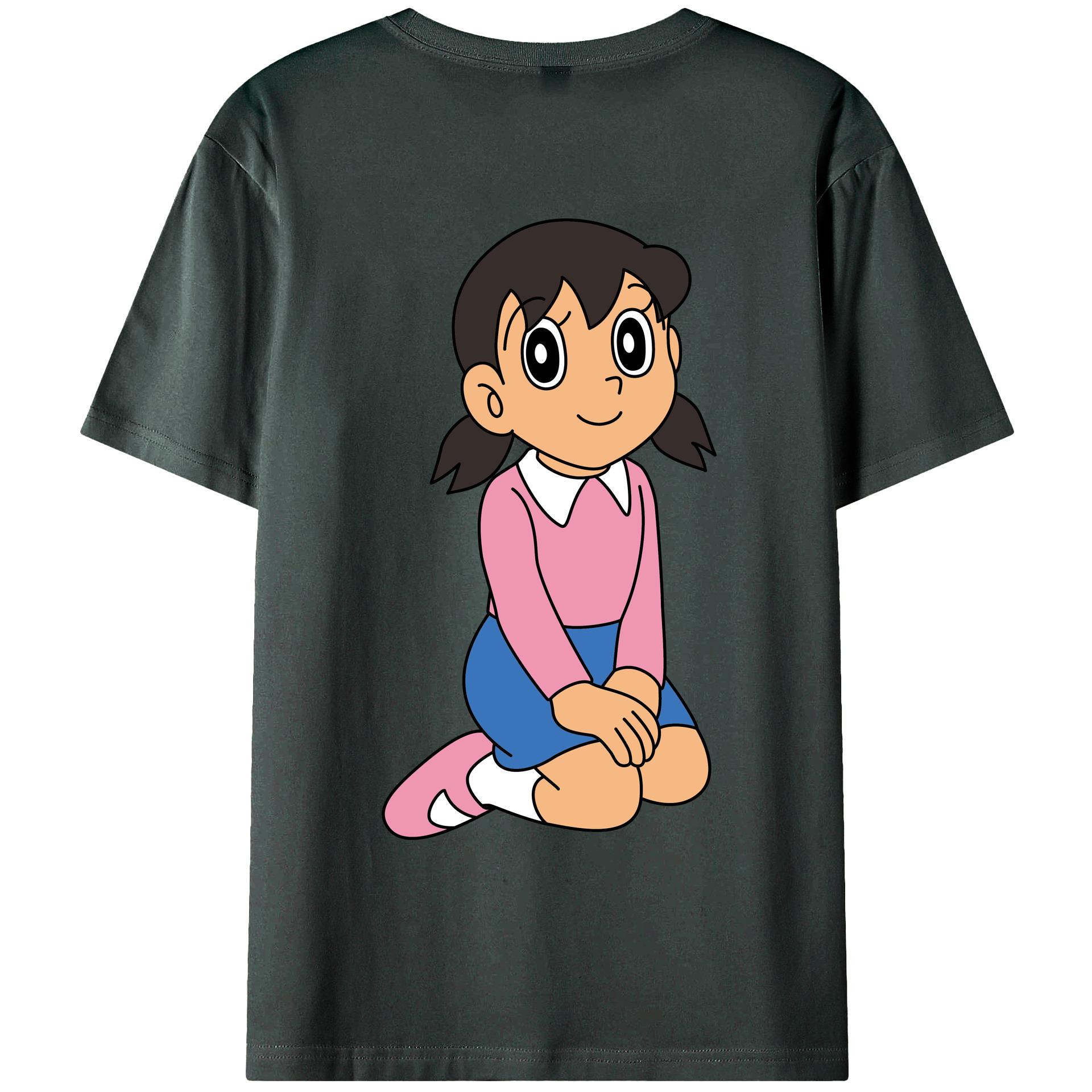 （画像用） ドラえもん みなもと しずか Doraemon Shizuka Minamoto 綿100％ メンズ半袖Tシャツ（バックプリント） 通気性